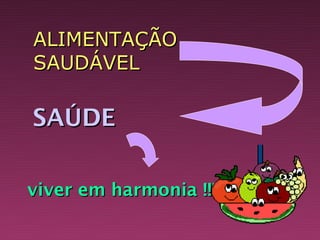 ALIMENTAÇÃO
SAUDÁVEL

SAÚDE

viver em harmonia !!!
 