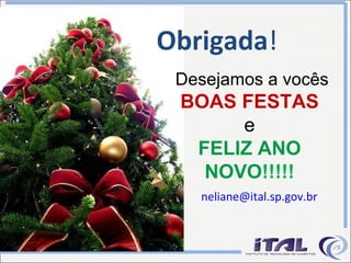 Obrigada ! [email_address]   Desejamos a vocês BOAS FESTAS e FELIZ ANO NOVO !!!!! 