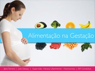 Alimentação na Gestação

Jeani Ferreira | Julio Dessoy | Supervisão: Adriana Ulsenheimer - Nutricionista | ESF Conventos

 