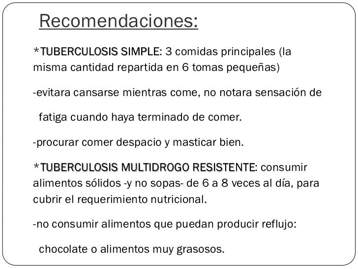Alimentación de la persona afectada por tb Alimentación de la persona afectada por tb