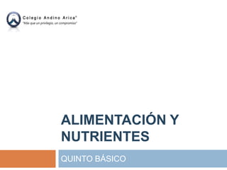 ALIMENTACIÓN Y
NUTRIENTES
QUINTO BÁSICO
 