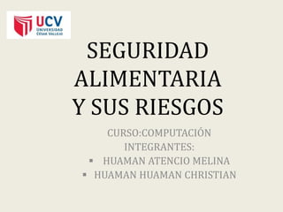 SEGURIDAD
ALIMENTARIA
Y SUS RIESGOS
CURSO:COMPUTACIÓN
INTEGRANTES:
 HUAMAN ATENCIO MELINA
 HUAMAN HUAMAN CHRISTIAN
 