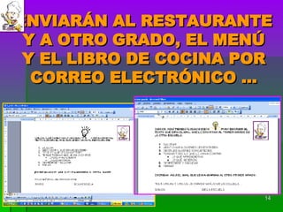 ENVIARÁN AL RESTAURANTE Y A OTRO GRADO, EL MENÚ Y EL LIBRO DE COCINA POR CORREO ELECTRÓNICO … 