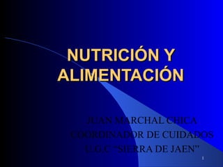 NUTRICIÓN Y
ALIMENTACIÓN

   JUAN MARCHAL CHICA
 COORDINADOR DE CUIDADOS
   U.G.C “SIERRA DE JAEN”
                       1
 