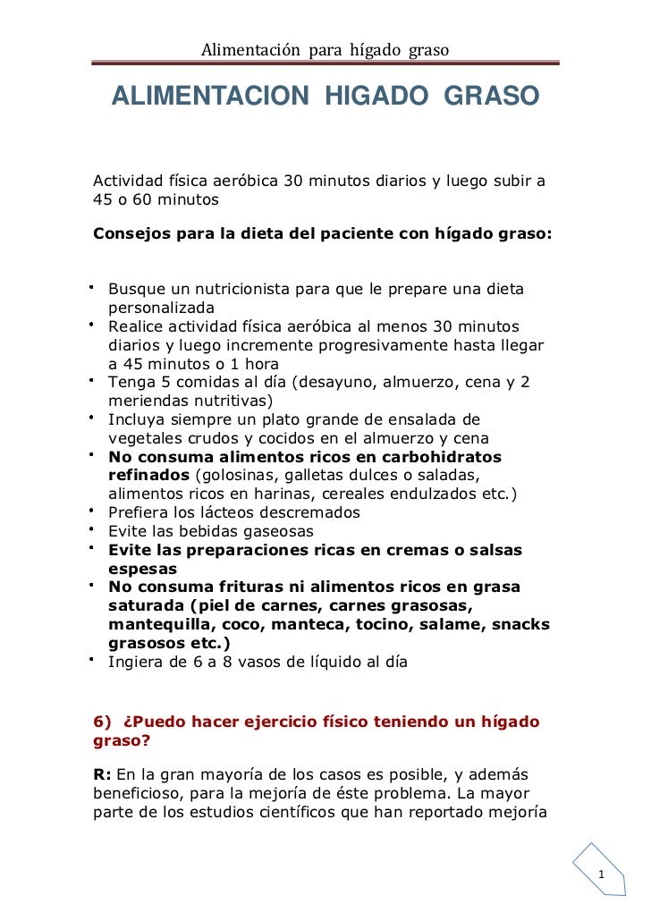 Alimentacion higado graso Alimentacion higado graso