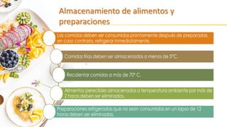 Almacenamiento de alimentos y
preparaciones
 