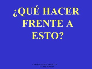 ¿QUÉ HACER
  FRENTE A
   ESTO?

  CARMEN GLORIA FRANCO M.
        NUTRICIONISTA
 