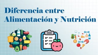 Diferencia entre
Alimentación y Nutrición
 
