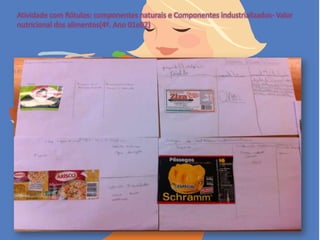 Atividade com Rótulos: componentes naturais e Componentes industrializados- Valor
nutricional dos alimentos(4º. Ano 01e02)