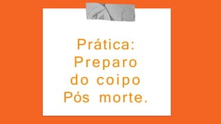 Prática:
Preparo
do coipo
Pós morte.
 