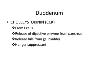 Secretion of growth hormone from anterior pituitary glandHISTAMINEFrom ECL cells