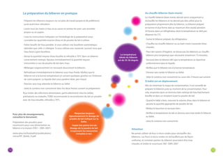 12 13 
Au chauffe-biberon (bain-marie) 
Le chauffe-biberon (bain-marie) devrait servir uniquement à 
réchauffer les biberons et ne devrait pas être utilisé pour la 
préparation proprement dite du biberon. Le biberon préparé 
en bonne et due forme doit au maximum être stocké pendant 
24 heures dans un réfrigérateur dont la température ne doit pas 
dépasser les 5°C. 
· Sortez le biberon préparé, du réfrigérateur. 
· Chauffez au chauffe-biberon ou au bain-marie (casserole d’eau 
chaude). 
· Pour des raisons d’hygiène, ne laissez pas les biberons au chauffe-biberon 
plus longtemps que nécessaire (maximum 15 minutes). 
· Secouez bien le biberon afin que la température se répartisse 
uniformément dans le liquide. 
· Vérifiez que le biberon est à la bonne température. 
· Donnez sans tarder le biberon au bébé. 
· Jetez le contenu non consommé au cours des 2 heures qui suivent. 
Si bébé est en déplacement 
Afin de minimiser le risque de contamination, il est conseillé de 
préparer le biberon juste au moment de la consommation. Pour 
cela, emportez dans un thermos bien nettoyé de l’eau fraîchement 
bouillie et dans un récipient à part la poudre de lait. 
· Quand le bébé a faim, mesurez le volume d’eau dans le biberon et 
ajoutez la quantité appropriée de poudre de lait. 
· Mettez le bouchon et secouez bien. 
· Vérifiez la température du lait et donnez sans trop tarder le biberon 
au bébé. 
· Jetez le contenu non consommé. 
Attention 
Ne jamais utiliser de four à micro-ondes pour réchauffer des 
biberons. Les fours à micro-ondes ne réchauffent pas de façon 
uniforme, et certaines parties du biberon pourraient être trop 
chaudes et brûler le nourrisson. Réf : OMS 2007 
· Respectez toujours 
rigoureusement le dosage de 
poudre de lait indiqué sur la 
boîte. 
· Soyez très précis lors du 
dosage de la poudre de lait 
moyennant les mesurettes 
(remplies à ras). 
La préparation du biberon en pratique 
· Préparez les biberons toujours sur un plan de travail propre et de préférence 
juste avant leur utilisation. 
· Lavez-vous les mains à l’eau et au savon et séchez-les avec une serviette 
propre ou en papier. 
· Lisez les instructions indiquées sur l’emballage de la préparation pour 
connaître les quantités exactes d’eau et de poudre de lait à utiliser. 
· Faites bouillir de l’eau potable. Si vous utilisez une bouilloire automatique, 
attendez que celle-ci s’éteigne. Si vous utilisez une casserole, assurez-vous que 
l’eau bout à gros bouillons. 
· Versez la quantité requise d’eau bouillie et refroidie à 70°C dans un biberon 
correctement nettoyé. Ajoutez immédiatement la quantité requise 
(mesurettes à ras) de poudre de lait dans l’eau. 
· Mélangez soigneusement en secouant doucement le biberon. 
· Refroidissez immédiatement le biberon sous l’eau froide. Vérifiez que le 
biberon est à la bonne température en versant quelques gouttes sur l’intérieur 
de votre poignet. Le liquide doit vous paraître tiède, pas chaud. 
· Donnez sans trop attendre le biberon au bébé. 
· Jetez le contenu non consommé dans les deux heures suivant sa préparation. 
Pour éviter des infections alimentaires, particulièrement chez les bébés 
prématurés ou malades, l’OMS recommande la reconstitution du lait en poudre 
avec de l’eau bouillie, refroidie à 70°C. 
Pour plus de renseignements, 
consultez le document: 
Préparation des poudres pour 
nourrissons pour une alimentation au 
biberon à la maison (FAO – OMS 2007) 
www.who.int/foodsafety/publications/ 
micro/PIF_Bottle_fr.pdf 
La température 
idéale du biberon 
est de 35-36 degrés. 
 