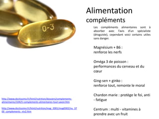 Alimentation bon
Lait: pasteuriséuniquement,
matin ou soir
Fromage : alpage, sérac
 