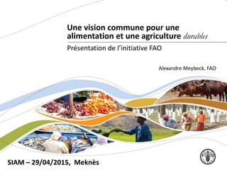 Une vision commune pour une
alimentation et une agriculture durables
SIAM – 29/04/2015, Meknès
Présentation de l’initiative FAO
Alexandre Meybeck, FAO
 