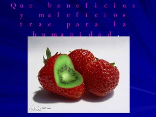 Que beneficios y maleficios trae para la humanidad . 