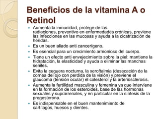 Alimentos con vitamina a y retinol expo | PPTX