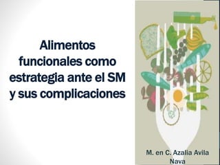 Alimentos 
funcionales como 
estrategia ante el SM 
y sus complicaciones 
M. en C. Azalia Avila 
Nava 
 