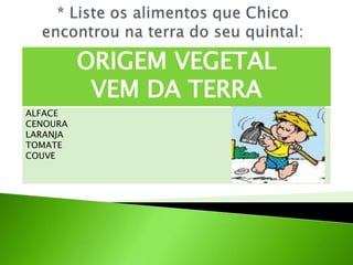 * Listeosalimentosque Chico encontrouna terra do seu quintal: 