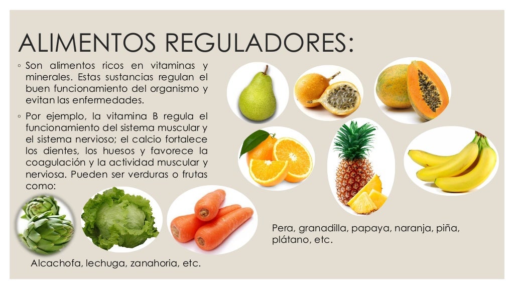 Alimentos reguladores, energeticos y constructores; lavado