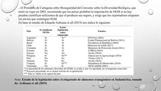 . El Protocolo de Cartagena sobre Bioseguridad del Convenio sobre la Diversidad Biológica, que
entró en vigor en 2003, rec...