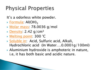 Properties Of Aluminium Hydroxide Gel
