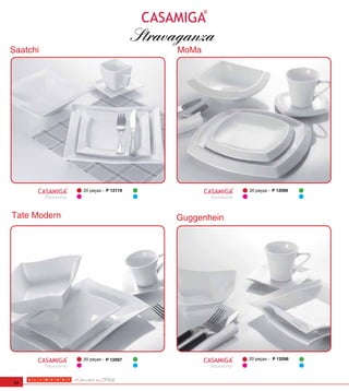 Stravaganza
Saatchi                                          MoMa




                      20 peças - P 12119                            20 peças - P 12096
          Backstamp                                     Backstamp



Tate Modern                                      Guggenhein




                      20 peças - P 12097                            20 peças - P 12098
          Backstamp                                     Backstamp


34
 