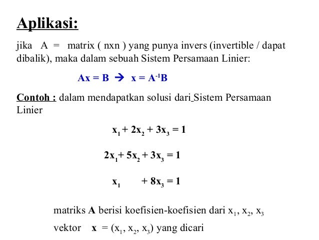 Matriks Operasinya Matriks Invers