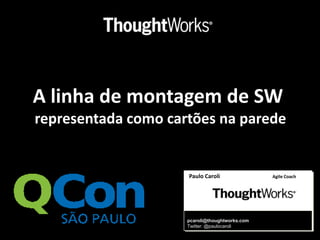 A linha de montagem de SW  representada como cartões na parede Paulo CaroliAgile Coach pcaroli@thoughtworks.com Twitter: @paulocaroli 