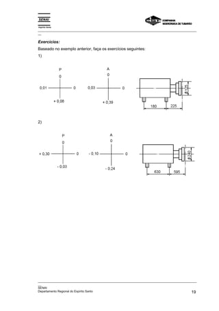 Espírito Santo
_________________________________________________________________________________________________
__
_________________________________________________________________________________________________
__
SENAI
Departamento Regional do Espírito Santo 19
Exercícios:
Baseado no exemplo anterior, faça os exercícios seguintes:
1)
2)
 