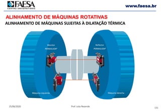 131
25/06/2020 Prof. Julio Rezende
www.faesa.br
ALINHAMENTO DE MÁQUINAS ROTATIVAS
ALINHAMENTO DE MÁQUINAS SUJEITAS À DILATAÇÃO TÉRMICA
 