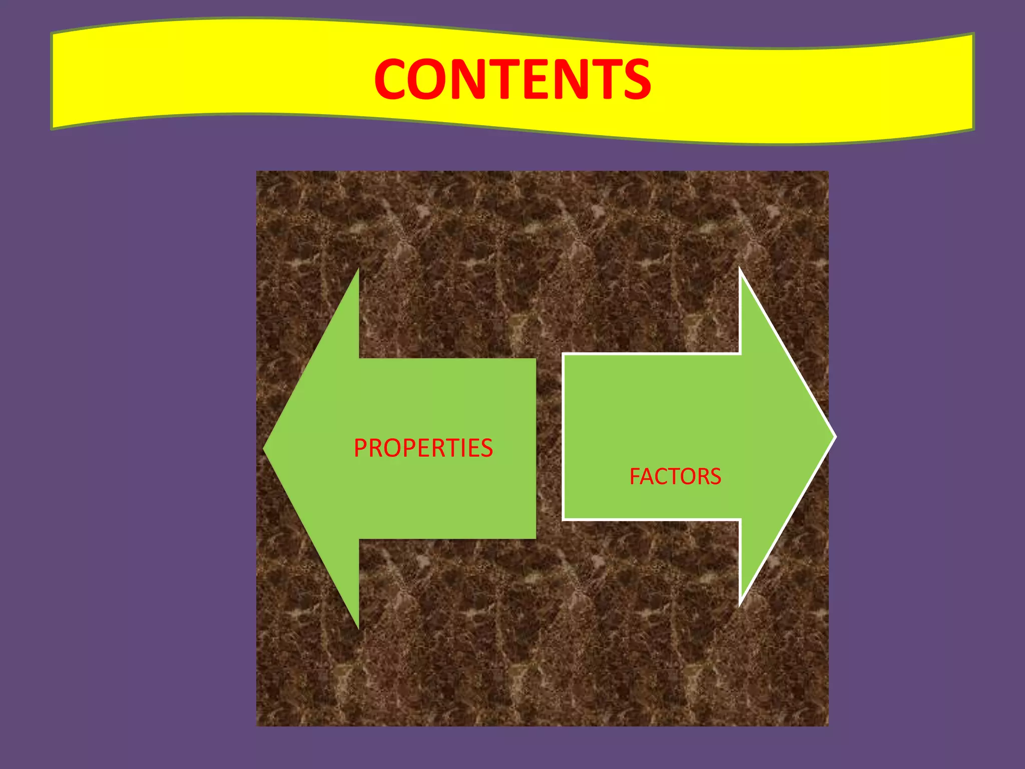 CONTENTS
PROPERTIES
FACTORS
 