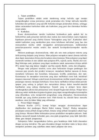 Aliran filsafat pendidikan (pragmatisme, eksistensialisme ...