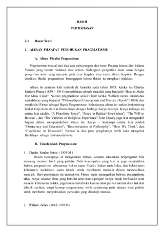 Aliran filsafat pendidikan (pragmatisme, eksistensialisme ...