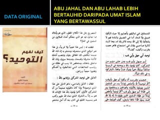 DATA ORIGINAL
Aaa
Aa
ABU JAHAL DAN ABU LAHAB LEBIH
BERTAUHID DARIPADA UMAT ISLAM
YANG BERTAWASSUL
 