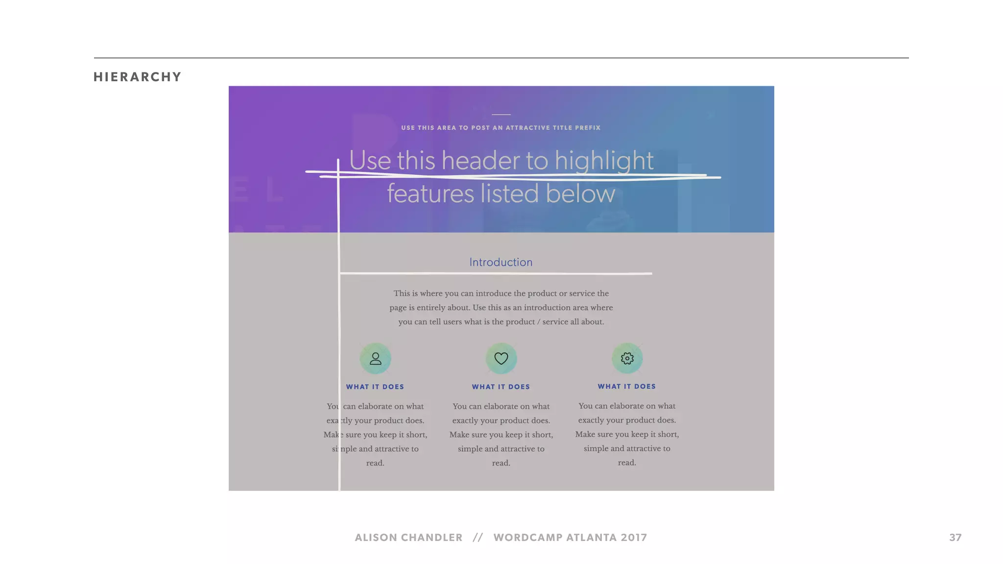 ALISON CHANDLER // WORDCAMP ATLANTA 2017 37
H I E R ARCH Y
 