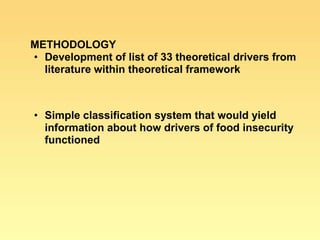 Food insecurity in southern Africa: integrating some of the evidence 
