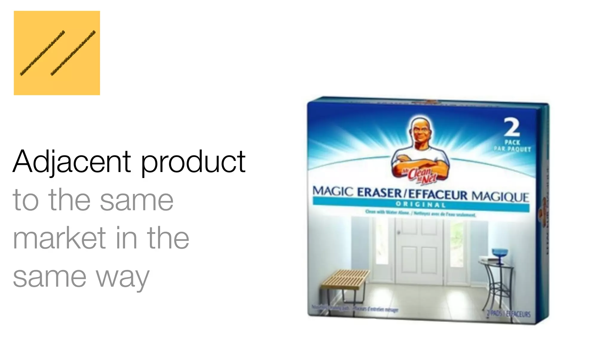 Adjacent product 
to the same 
market in the 
same way 
 