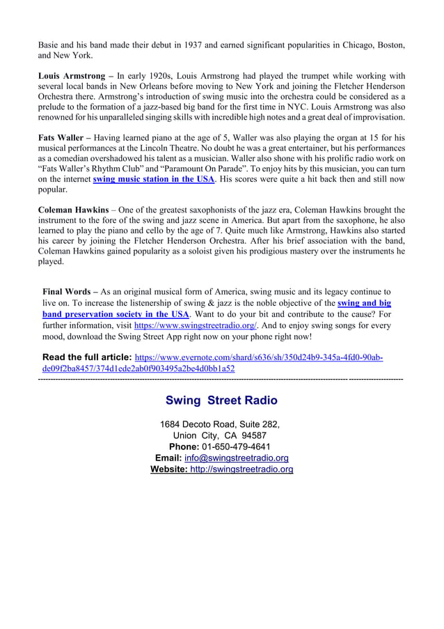 A list of big band leaders & talented musicians of the swing era