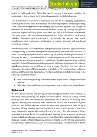 A Literature Review Of Higher Education Reform And Lifelong Learning In ...