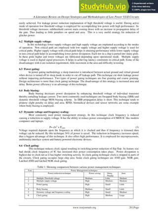 A Literature Review On Design Strategies And Methodologies Of Low Power ...