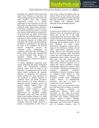 A LITERATURE REVIEW ON GLOBAL OCCUPATIONAL SAFETY AND HEALTH PRACTICE ...