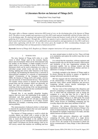A Literature Review On Internet Of Things (IoT) | PDF