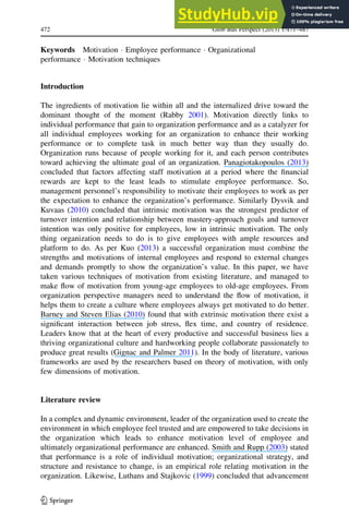 A Literature Review On Motivation | PDF | Business Administration ...