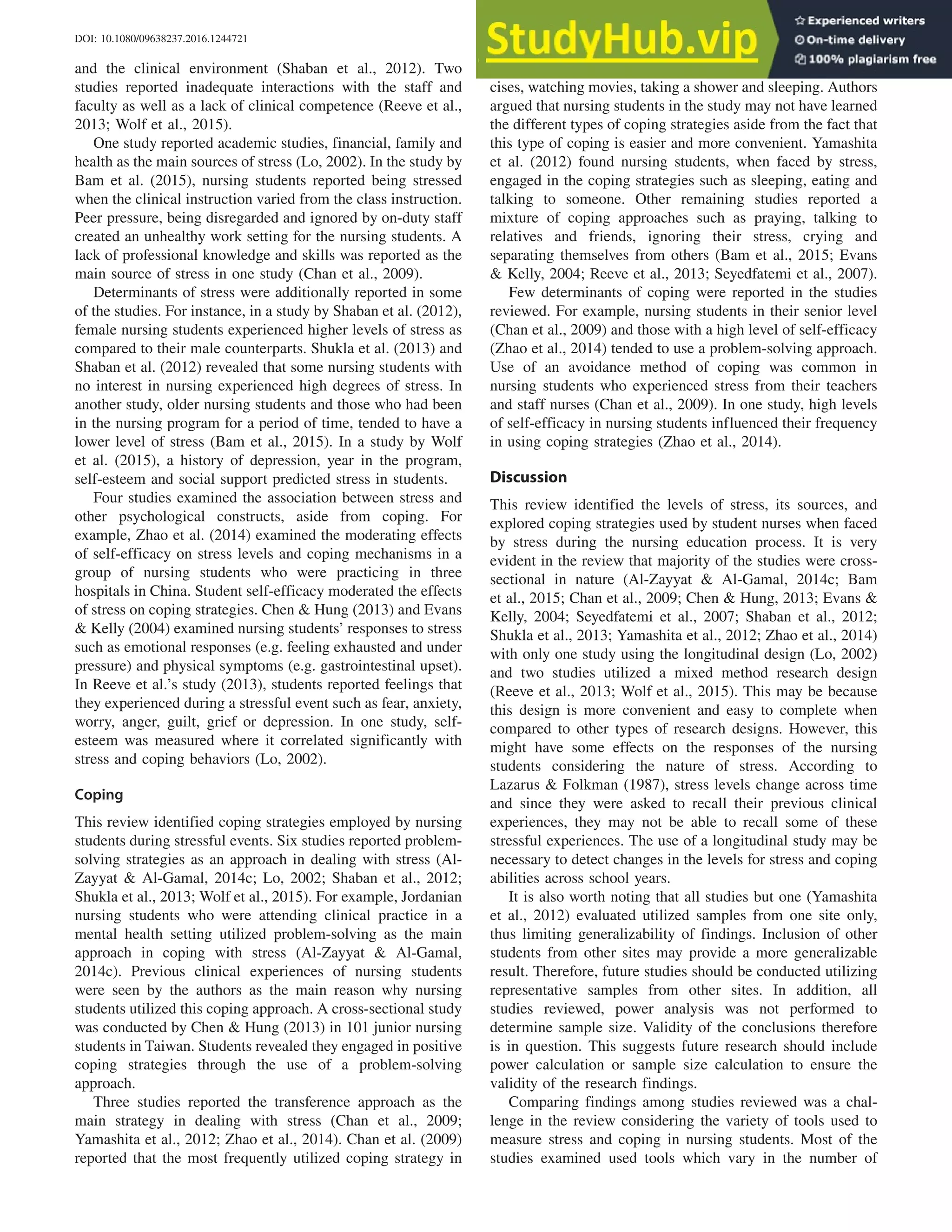 A Literature Review On Stress And Coping Strategies In Nursing Students ...