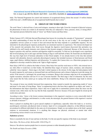 A Literature Study about the Causes of Stress, Its Consequences, and ...
