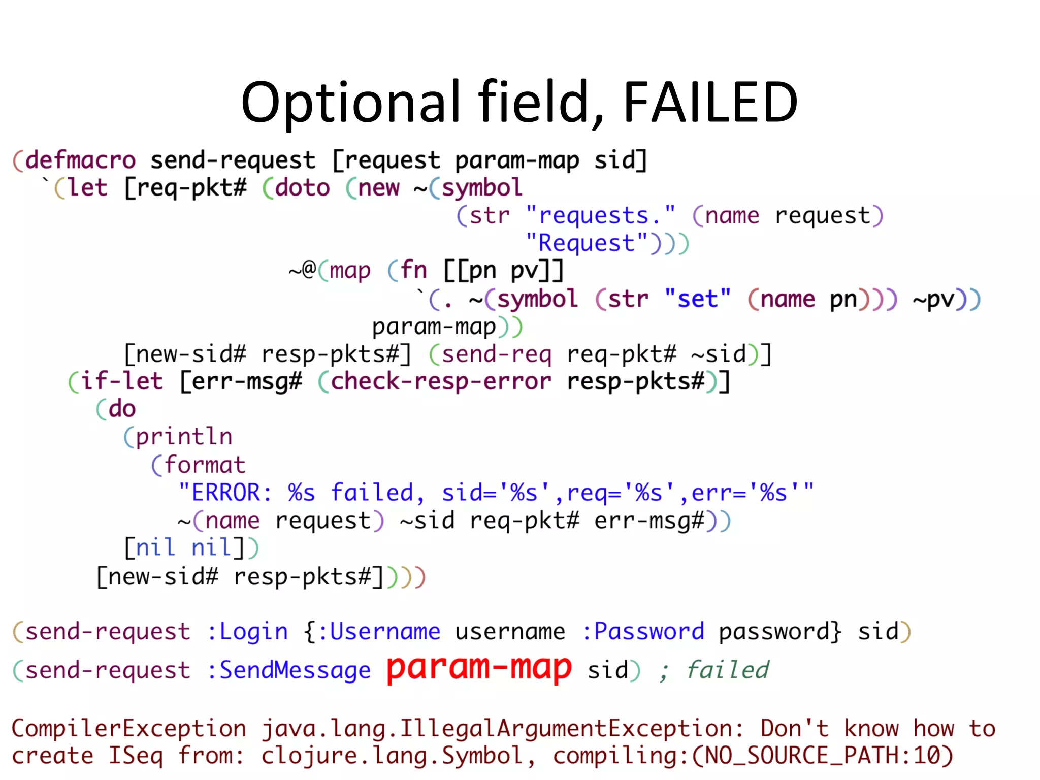 Optional field, FAILED
 