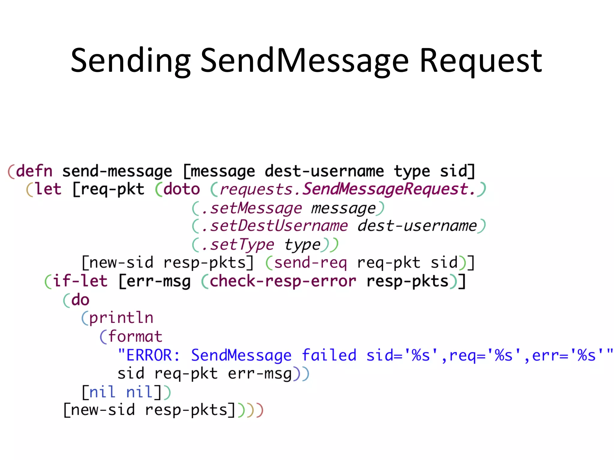 Sending SendMessage Request
 