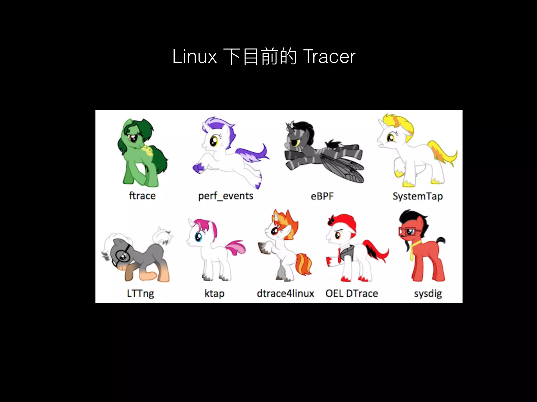 Linux 下⽬目前的 Tracer
 
