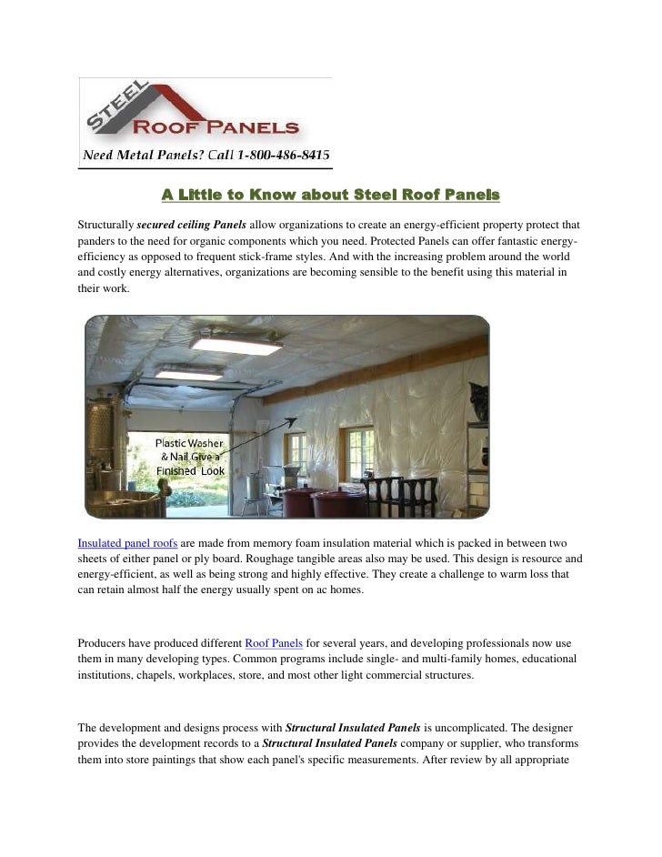 A Little To Know About Steel Roof Panels