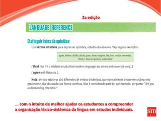 2a edição
... com o intuito de melhor ajudar os estudantes a compreender
a organização léxico-sistêmica da língua em estudos individuais.
 